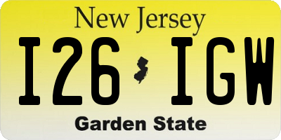 NJ license plate I26IGW