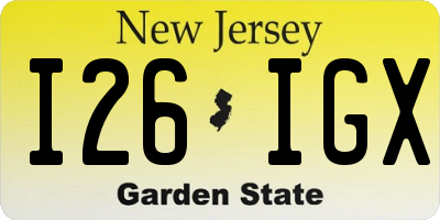 NJ license plate I26IGX