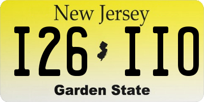 NJ license plate I26IIO