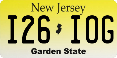 NJ license plate I26IOG