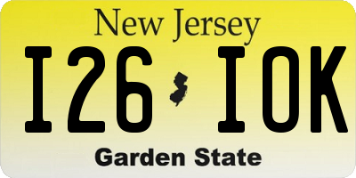 NJ license plate I26IOK