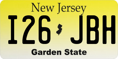 NJ license plate I26JBH