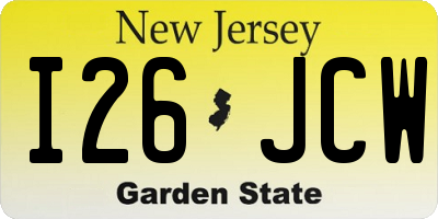 NJ license plate I26JCW