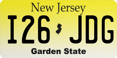 NJ license plate I26JDG