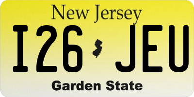 NJ license plate I26JEU