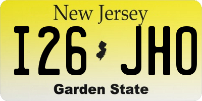 NJ license plate I26JHO