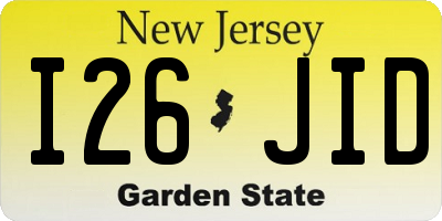 NJ license plate I26JID