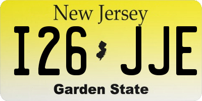 NJ license plate I26JJE