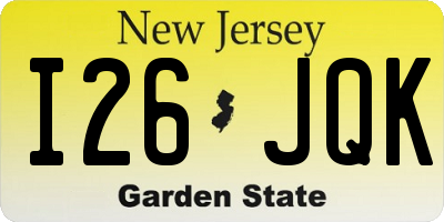 NJ license plate I26JQK