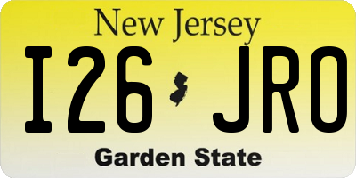NJ license plate I26JRO