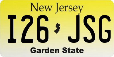 NJ license plate I26JSG