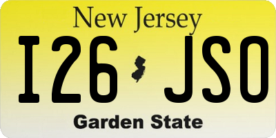 NJ license plate I26JSO