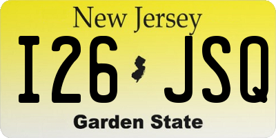 NJ license plate I26JSQ