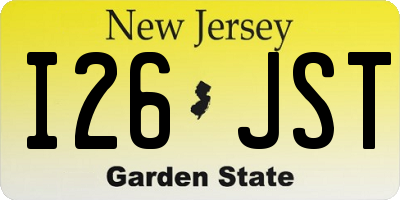 NJ license plate I26JST