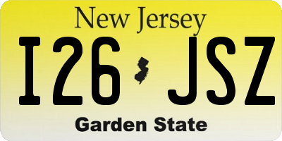 NJ license plate I26JSZ