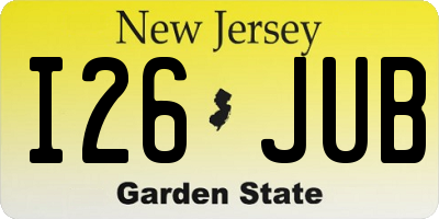 NJ license plate I26JUB