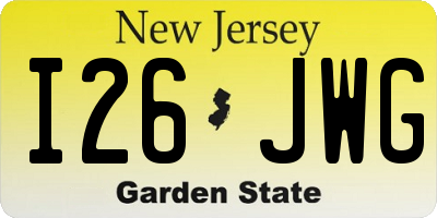 NJ license plate I26JWG