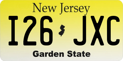 NJ license plate I26JXC