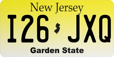 NJ license plate I26JXQ