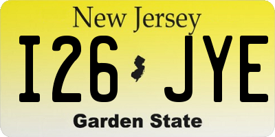 NJ license plate I26JYE