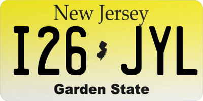 NJ license plate I26JYL