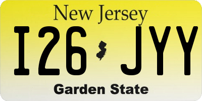 NJ license plate I26JYY