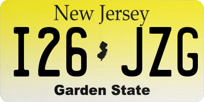 NJ license plate I26JZG