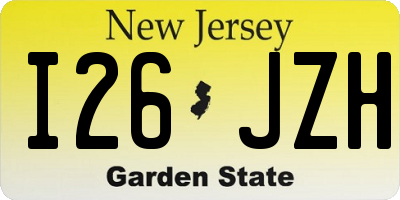 NJ license plate I26JZH