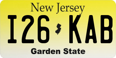 NJ license plate I26KAB