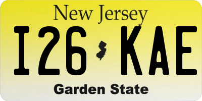 NJ license plate I26KAE