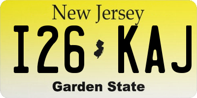 NJ license plate I26KAJ