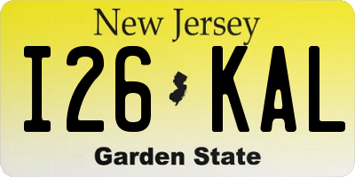 NJ license plate I26KAL