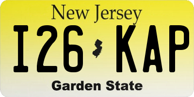 NJ license plate I26KAP
