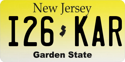 NJ license plate I26KAR
