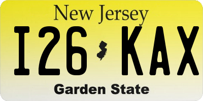 NJ license plate I26KAX