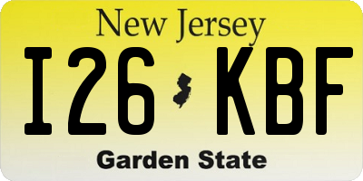 NJ license plate I26KBF