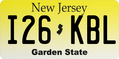 NJ license plate I26KBL