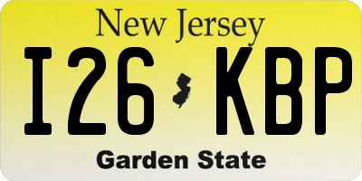 NJ license plate I26KBP