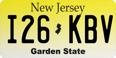 NJ license plate I26KBV