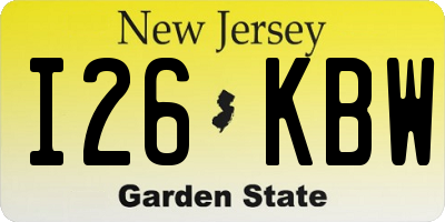 NJ license plate I26KBW