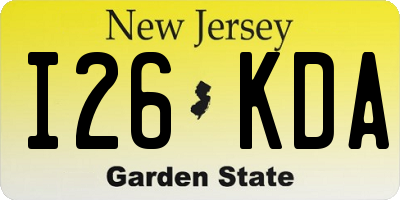 NJ license plate I26KDA