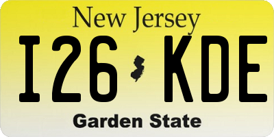 NJ license plate I26KDE