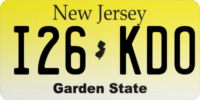 NJ license plate I26KDO