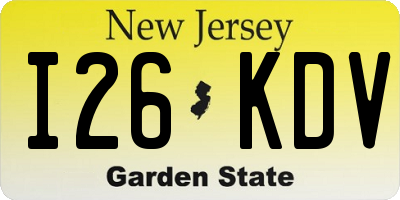 NJ license plate I26KDV