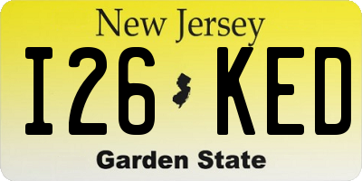 NJ license plate I26KED