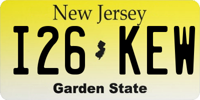 NJ license plate I26KEW