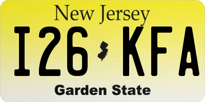 NJ license plate I26KFA