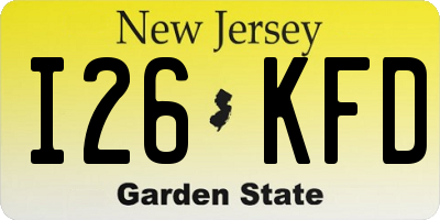NJ license plate I26KFD