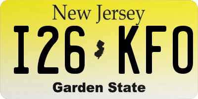 NJ license plate I26KFO