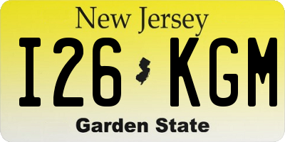 NJ license plate I26KGM